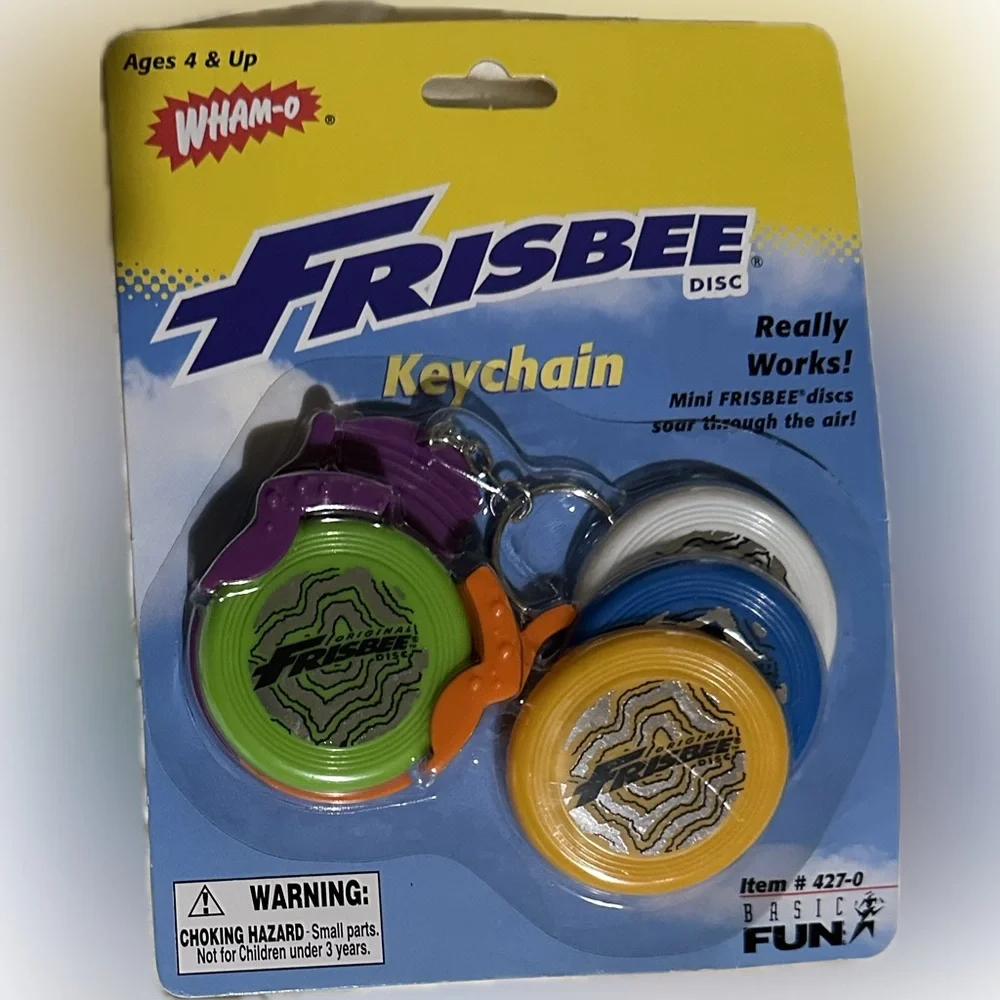 VTG 1999 RARE WHAM-O FRISBEE DISC KEYCHAIN MINIATURE TOY COLLECTIBLE FUN 427-0